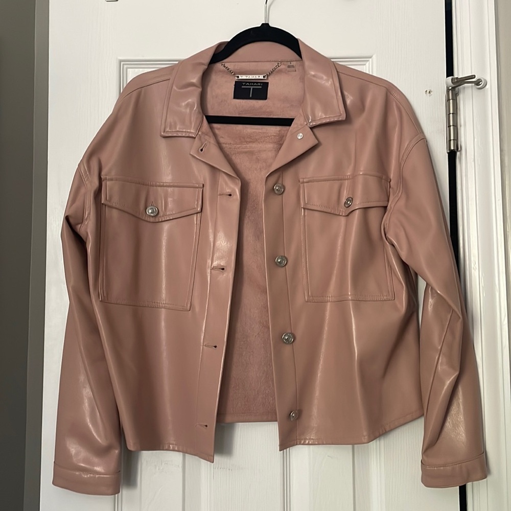 Blush pink faux leather jacket/shirt